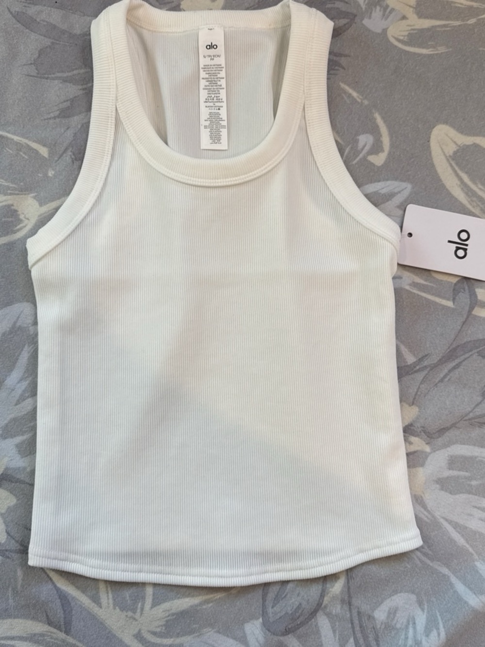 ALO Yoga White Ribbed Racerback Tank - Picture 4 of 5